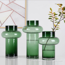 European Hand-Blown Green Flower and Filler Glass Vase